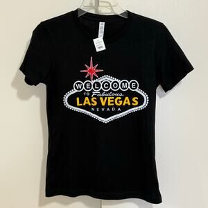 Las Vegas NWT Women's Black Graphic T-Shirt Top Size Medium